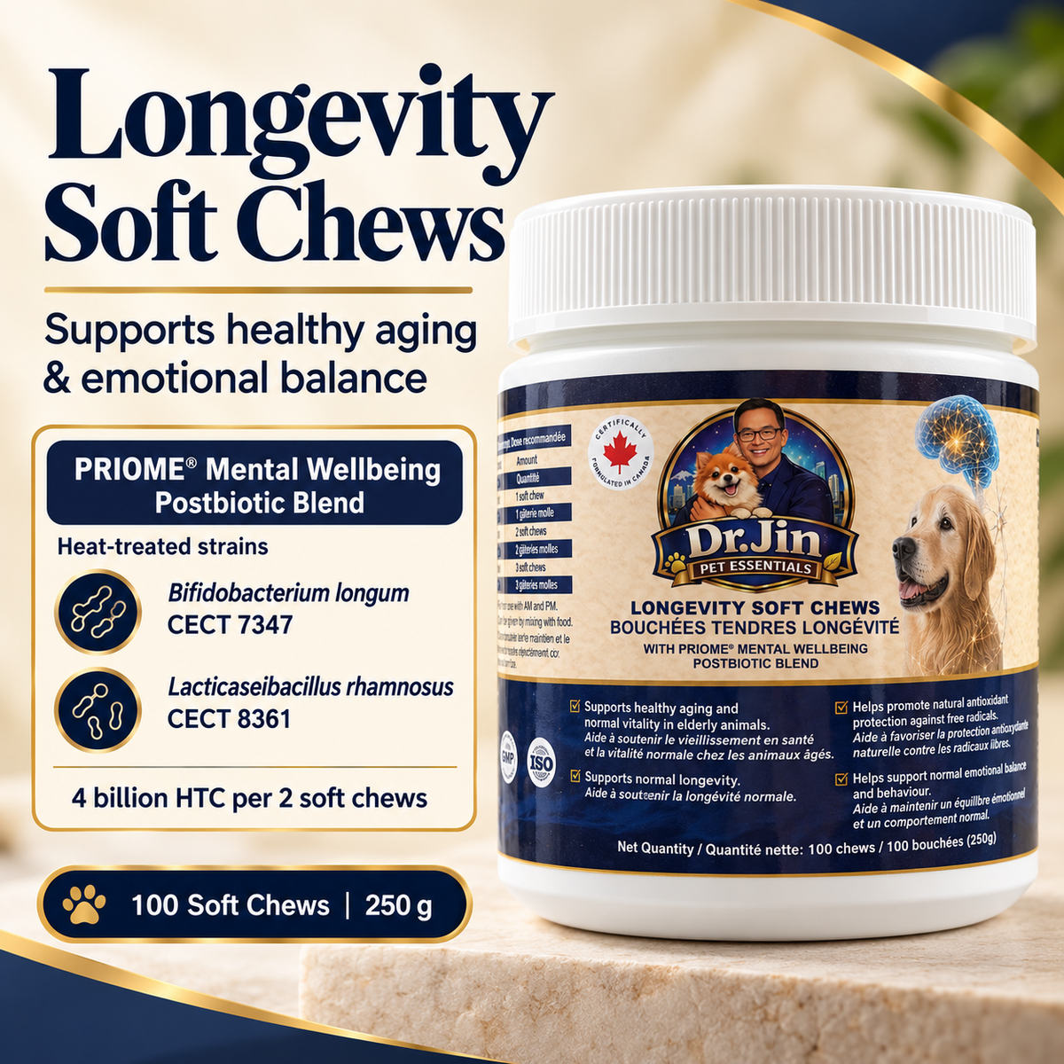 Dr Jin Longevity Soft Chews supports healthy aging and emotional balance