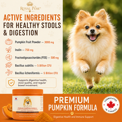 Royal Pom™ Premium Pumpkin Formula Powder for Dogs 300 g