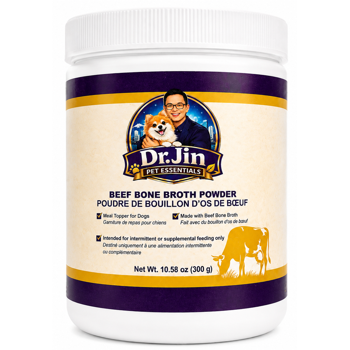 Dr. Jin Beef Bone Broth Powder for Dogs | Premium Meal Topper & Savory Broth Mix | 300 g