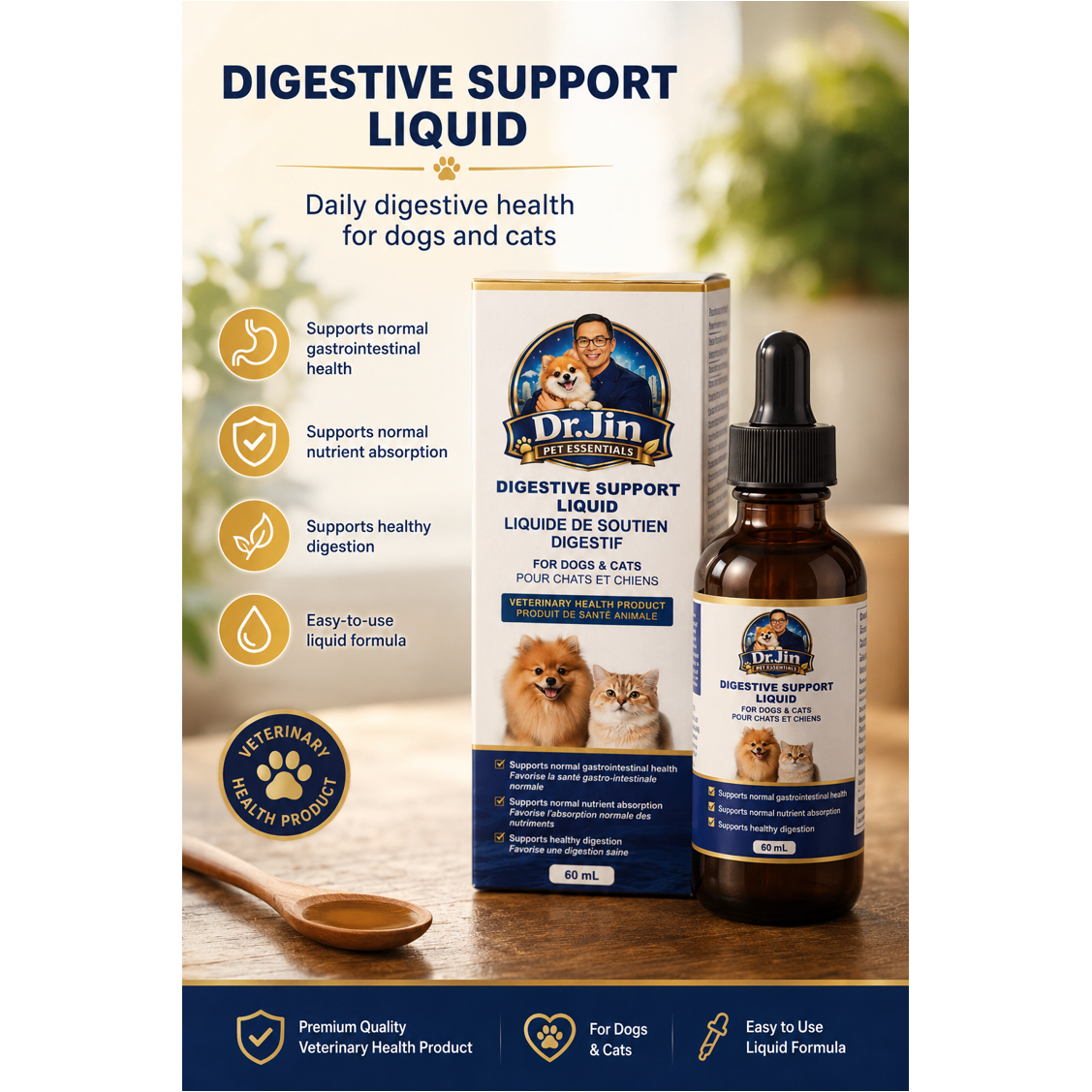 Digestive Support Liquid for Dogs & Cats 60 mL Dropper